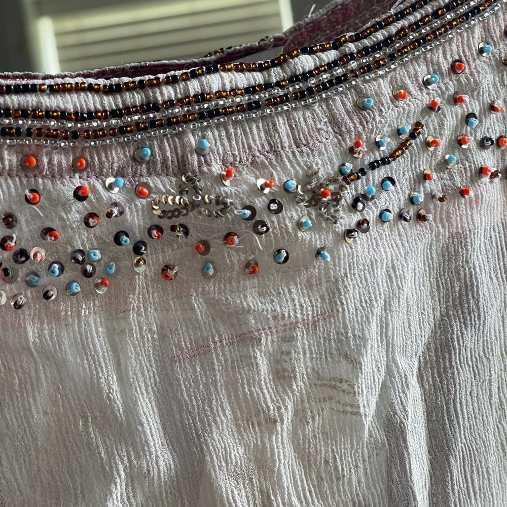 NWT Monique Leshman 100% Silk Southwestern Transparent Embellished Tunic - Picture 10 of 16
